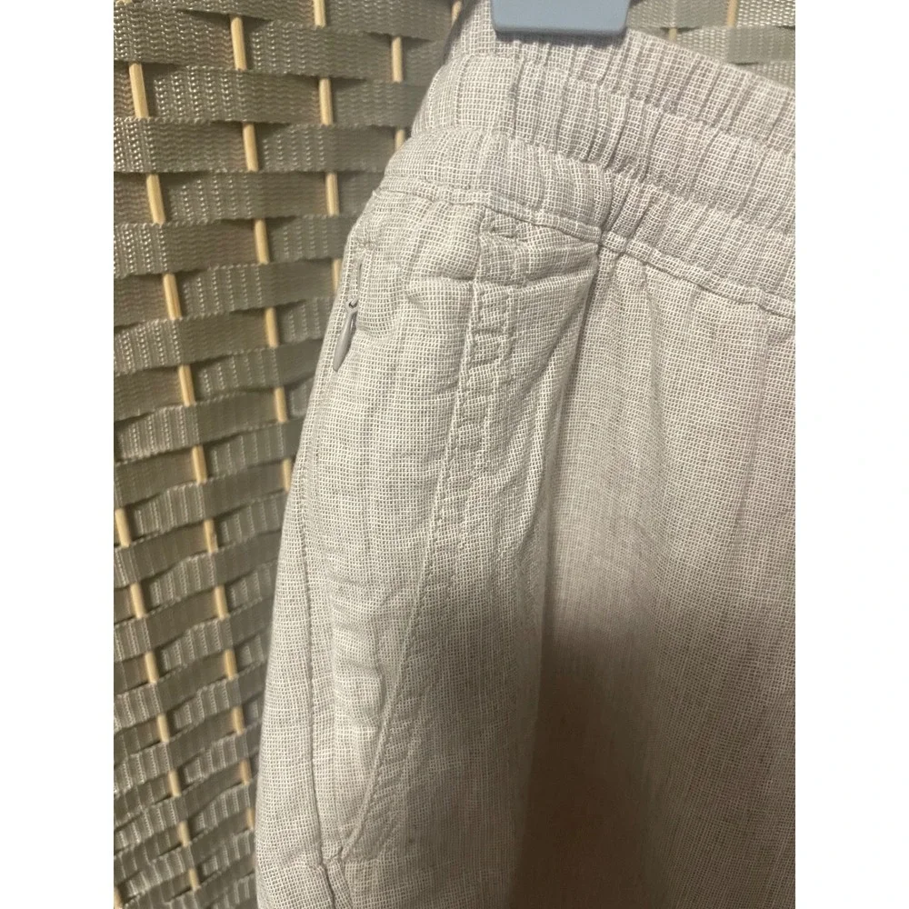 Abercrombie & Fitch Mens XL Linen Blend Stretch Pull On Shorts Oatmeal Beige
